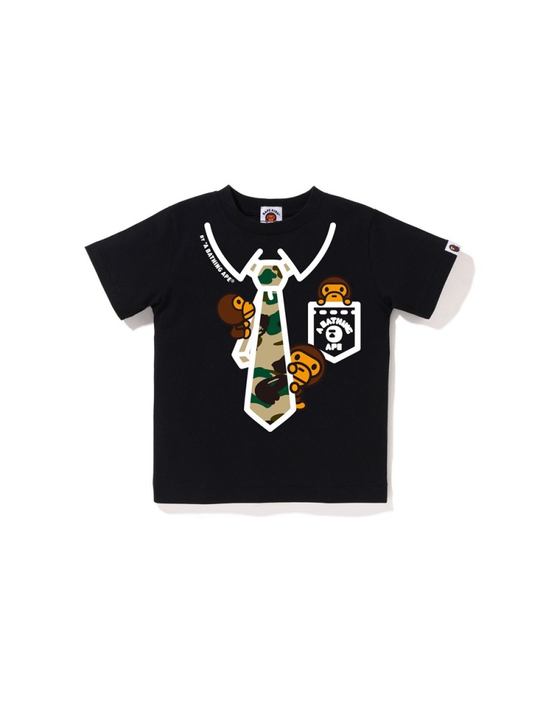 Hauts Bape 1st Baby Milo Neck Tie Print Noir Enfant | YQN-54787018